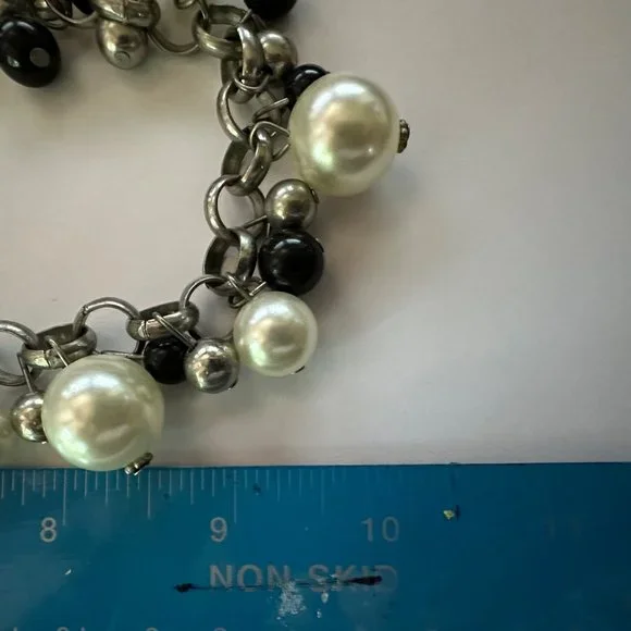 Womens Necklace Jewelry 10.25" Choker Faux Pearl Beads White Black Grey Costume - Picture 15 of 16